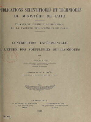 cover image of Contribution expérimentale à l'étude des souffleries supersoniques